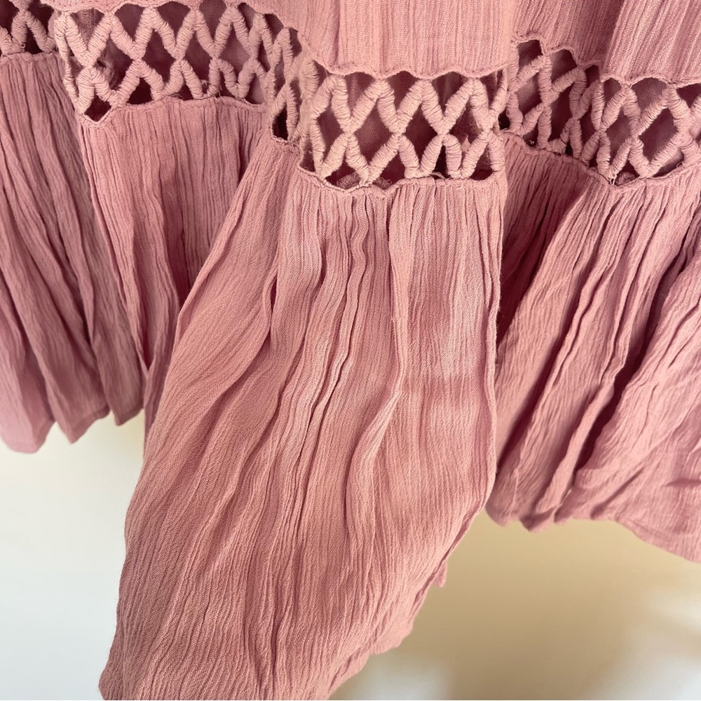 NWOT Free People $148 'Dusk Till Dawn' Embroidered Mini Dress Mauve Size 2 - Picture 10 of 12